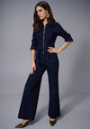 Joseph Ribkoff Stretch Denim Zip Wide Leg Jumpsuit, Blue