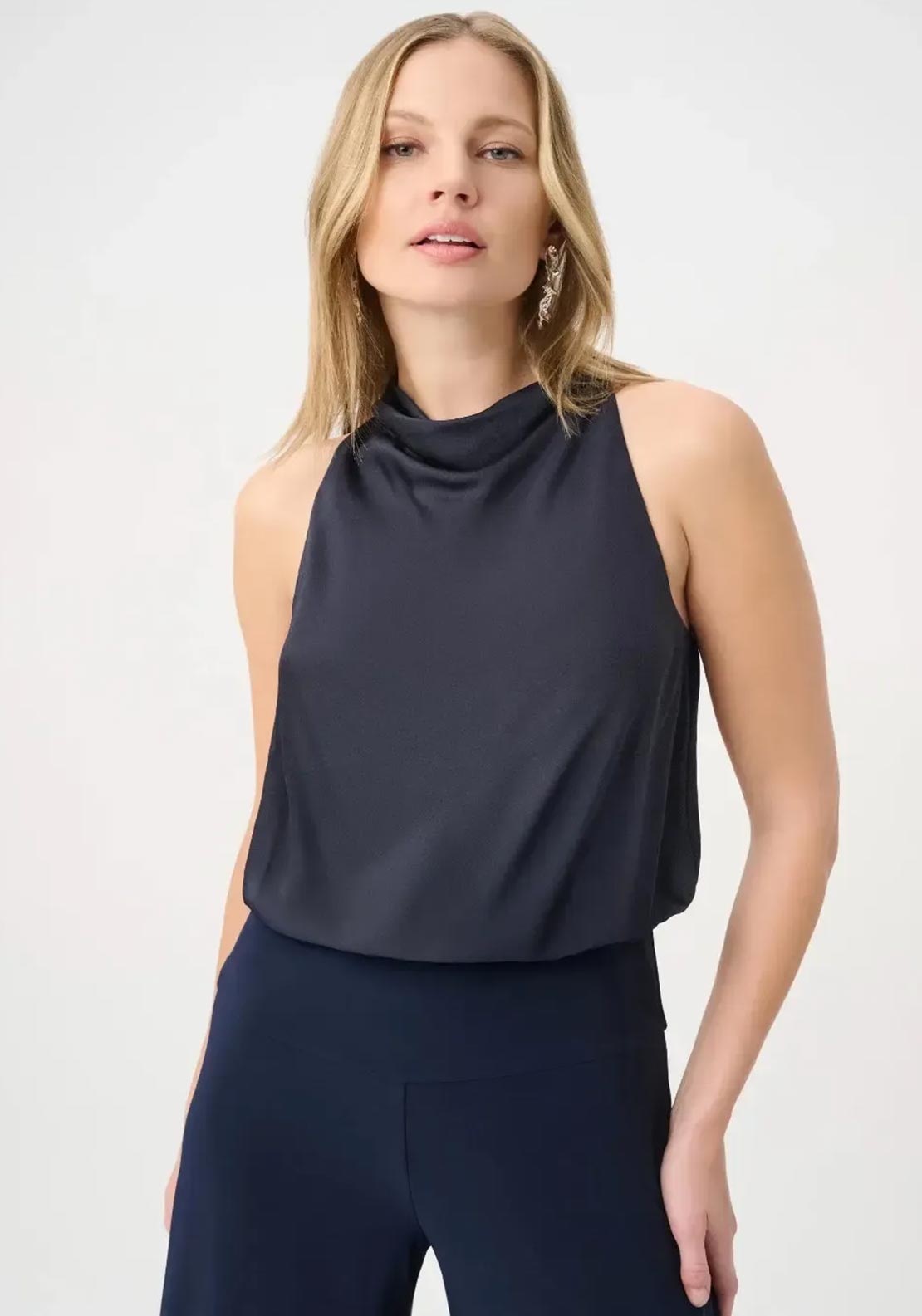 Joseph Satin Cowl Neck Jumpsuit, Navy