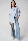 Joseph Ribkoff Striped Rhinestone Shirt, Blue