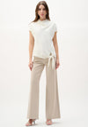 Joseph Ribkoff Cowl Neck Tie Trim Top, White