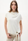 Joseph Ribkoff Cowl Neck Tie Trim Top, White