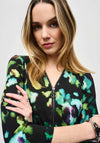 Joseph Ribkoff Jersey Abstrast Print Zip Neck Top, Black Multi