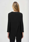 Joseph Ribkoff Zip V Neck Slit Sleeve Top, Black