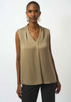 Joseph Ribkoff Satin V Neck Sleeveless Top, Taupe
