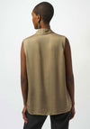 Joseph Ribkoff Satin V Neck Sleeveless Top, Taupe