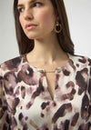 Joseph Ribkoff Satin Animal Chain Detail Top, Beige