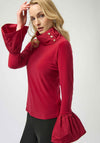 Joseph Ribkoff Contrast Flared Sleeve Top, Cherry Red