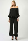Joseph Ribkoff Georgette Pleated Petal Cuff Trousers, Black