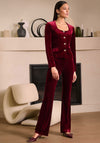 Joseph Ribkoff Velvet Flared Pull on Trousers, Burgundy