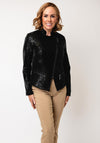 Joseph Ribkoff Foiled Faux Suede Fitted Jacket, Black