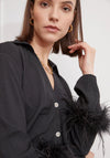 Jovonna Rehon Feathered Sleeve Mini Dress, Black