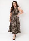 Jovonna Adelina Checked A-line Midi Dress, Brown Multi