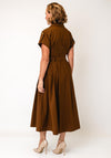 Jovonna Pinstripe with Gold Hardware Midi Dress, Brown