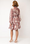 Jovonna Paisley Print with Pearl Detail Midi Dress, Pink Multi