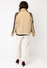 Jovonna Mixed Material Short Jacket, Beige Multi