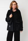 Jovonna Mixed Material Coat, Black