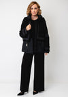 Jovonna Mixed Material Coat, Black