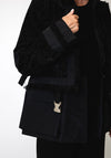 Jovonna Mixed Material Coat, Black