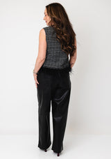Jovonna Daphne Micro-Check Faux Fur Vest, Black and White