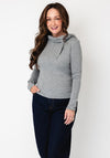 Jovonna Abel Scarf Detail Long Sleeve Top, Grey