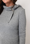 Jovonna Abel Scarf Detail Long Sleeve Top, Grey