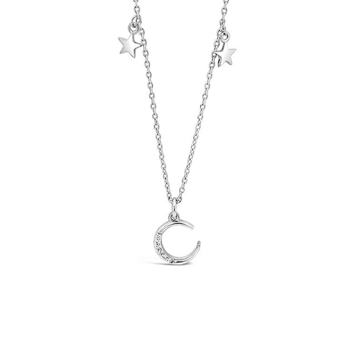 Absolute Delicate Moon & Stars Necklace, Silver