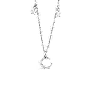 Absolute Delicate Moon & Stars Necklace, Silver