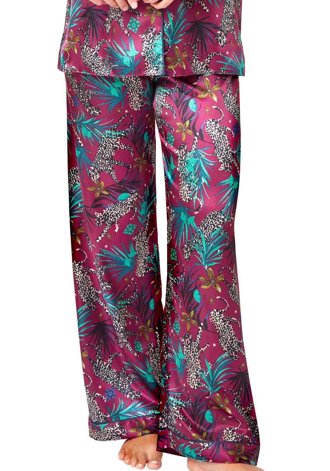 Indigo Sky Jungle Cheetah Print Pyjama Set, Raspberry