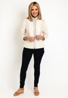Just White Material Mix Drawstring Neck Jacket, Stone
