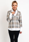 Just White Two in One Check Sweater and Shirt Set, Grey