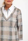 Just White Two in One Check Sweater and Shirt Set, Grey