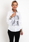Just White Leopard Print Trim Shirt, White