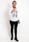 Just White Leopard Print Trim Shirt, White