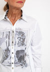 Just White Leopard Print Trim Shirt, White