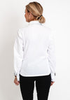 Just White Leopard Print Trim Shirt, White
