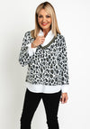 Just White Two in One Leopard Print Knit Sweater and Shirt Set, Khaki