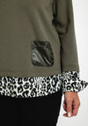 Just White Two in One Leopard Print Sweater and Shirt Set, Khaki