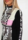 Just White Leopard Print Quilted Jacket, Pink Forest