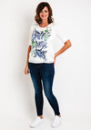 Just White Satin Print Top, White