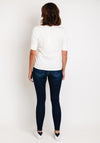 Just White Satin Print Top, White