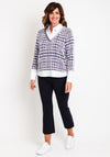 Just White Houndstooth Print Two In One Jumper & Shirt Set, White & Purple
