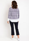 Just White Houndstooth Print Two In One Jumper & Shirt Set, White & Purple