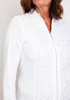 Just White Jacquard Zip Up Blouse, White