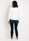 Just White Jacquard Zip Up Blouse, White