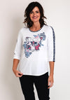 Just White Striped Contrast Print Top, White