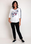 Just White Striped Contrast Print Top, White