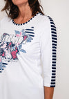 Just White Striped Contrast Print Top, White