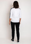 Just White Striped Contrast Print Top, White