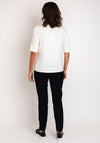 Just White Chiffon Overlay Lace Trim Top, Off White