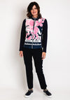 Just White Flower Print Contrast Jacket, Navy